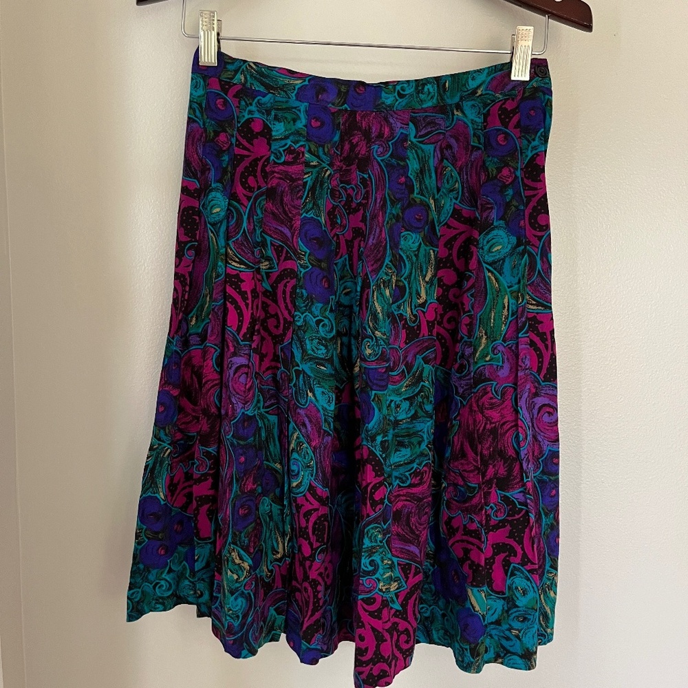 VINTAGE Barrie Stephens Vibrant Floral Mini Skirt